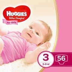 Подгузники Huggies Ultra Comfort 3 Jumbo для девочек (5-9 кг) 56 шт