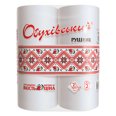 Паперові рушники Обухівські 2 шари 36 відривів 2 рулони