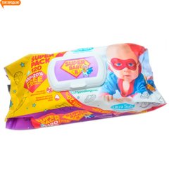 Вологі серветки дитячі Super Baby SuperPack Ромашка та алоє з клапаном 120 шт.