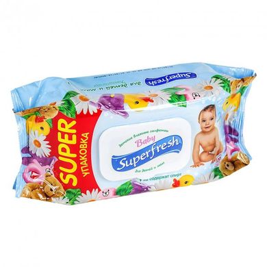 Влажные салфетки Superfresh для детей и мам с клапаном и витаминным комплексом 120 шт.