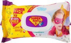 Салфетки влажные Super Baby Ромашка и Aлоэ вера 72 шт