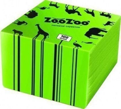 Салфетки столовые ZooZoo однослойные зеленые 24x23 см 100 шт.