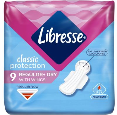 Гигиенические прокладки Libresse Classic Protection Regular Dry Поверхность сеточка 9 шт