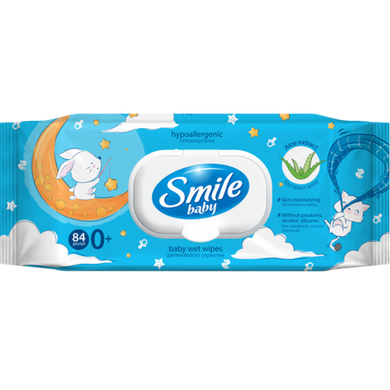 Влажные салфетки Smile Baby для детей 0+ с экстрактом Алоэ 84 шт.