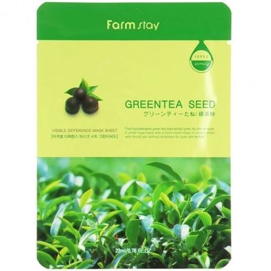 Тканинна маска Farmstay Visible Difference Mask Sheet Green Tea Seed з натуральним екстрактом насіння зеленого чаю 23 мл