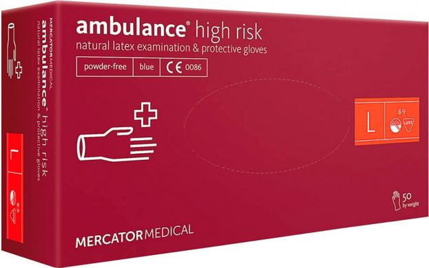 Перчатки Mercator Medical Ambulance High Risk латексные нестерильные непудрованные L 50 шт