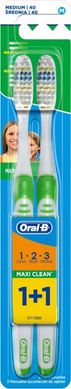 Зубная щетка Oral-B Maxi Clean 1-2-3 cредняя жесткость 1+1 шт