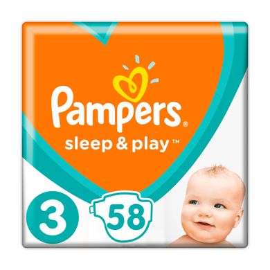 Подгузники Pampers Sleep & Play Розмір 3 Midi (6-10 кг) 58 шт