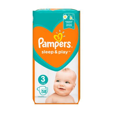 Підгузки Pampers Sleep & Play Розмір 3 Midi (6-10 кг) 58 шт