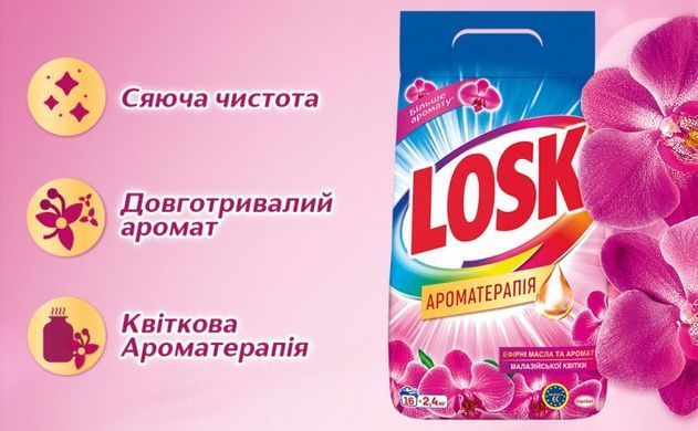Пральний порошок Losk автомат Аромат малайзійських квітів 2,4 кг