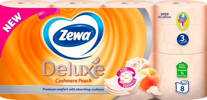 Туалетная бумага Zewa Deluxe Персик 3 слоя 8 рулонов