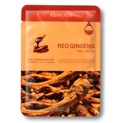 Оздоровлююча тканинна маска Farmstay для обличчя з женьшенем Visible Difference Mask Sheet Red Ginseng 23 г