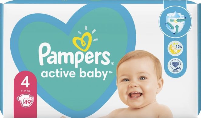 Подгузники Pampers Active Baby 4 Maxi (9-14 кг) 49 шт