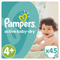 Подгузники Pampers Active Baby-Dry 4+ Maxi+ (9-16 кг) 45шт