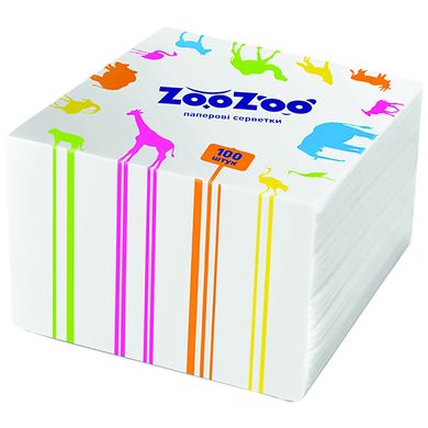 Салфетки столовые ZooZoo однослойные белые 24x23 см 100 шт