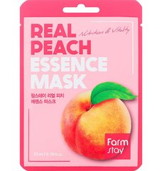 Тканинна маска FarmStay освіжаюча з екстрактом персика для обличчя Real Peach Essence Mask 23 мл