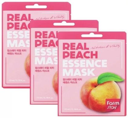 Маска тканевая FarmStay освежающая с экстрактом персика для лица Real Peach Essence Mask 23 мл