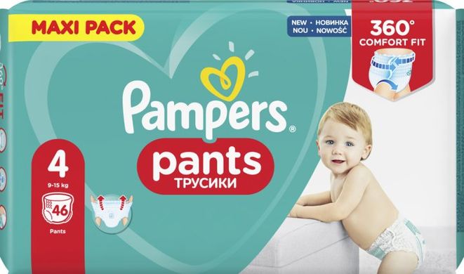 Підгузки-трусики Pampers Pants 4 (9-15 кг) 46 шт