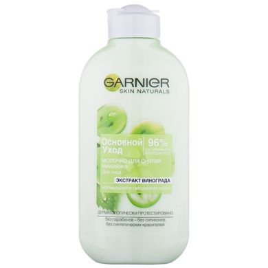 Молочко для зняття макіяжу Garnier Skin Naturals Основний догляд для нормальної та комбінованої шкіри 200 мл