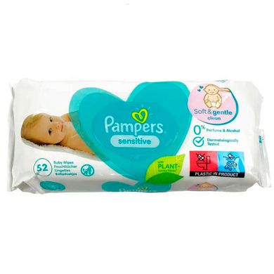 Дитячі вологі серветки Pampers Sensitive 52 шт