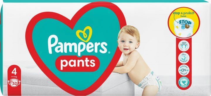 Підгузки-трусики Pampers Pants Розмір 4 (9-15 кг) 52 шт