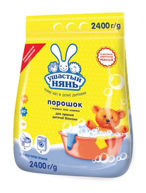 Пральний порошок Ушастий нянь 2,4 кг, 2400, 18, універсальне, дитяча, порошок, Україна