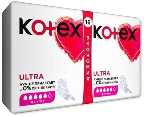 Гігієнічні прокладки Кotex Ultra Dry Super 16 шт.