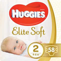 Подгузники Huggies Elite Soft Jumbo 2 (4-6 кг) 58 шт