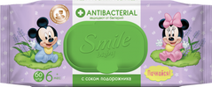 Детские влажные салфетки Smile Baby Antibacterial c клапаном 60 шт