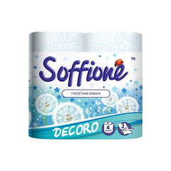 Туалетная бумага Soffione Decoro 2 слоя 4 рулона Бело-голубая