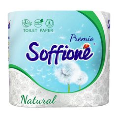 Туалетний папір Soffione Natural 3 шари 4 рулони Білий