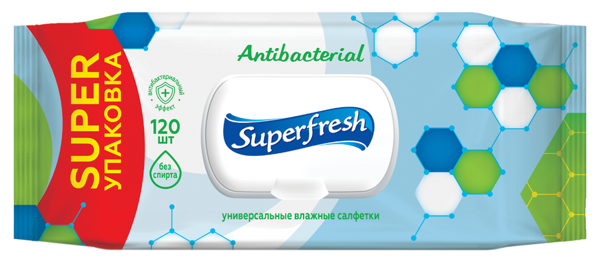 Влажные салфетки Superfresh Antibacterial 120 шт