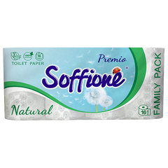 Туалетная бумага Soffione Natural 3 слоя 16 рулонов Белая