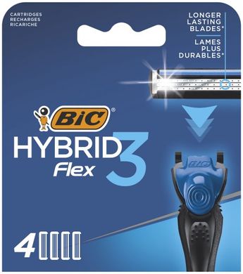 Змінні картриджі для гоління (леза) чоловічі BIC Flex 3 Hybrid 4 шт.