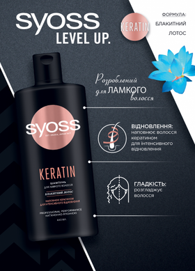 Шампунь SYOSS Keratin з Блакитним Лотосом для ламкого волосся 440 мл