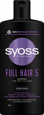 Шампунь SYOSS Full Hair 5 з тигровою травою для тонкого волосся без об'єму 440 мл