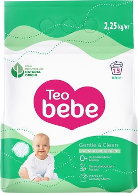 Стиральный порошокTeo bebe 2.25 кг ALOE автомат, 2250, 15, автомат, детская, порошок, Болгария