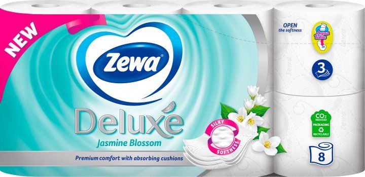 Туалетний папір Zewa Deluxe Жасмин 3 шари 8 рулонів