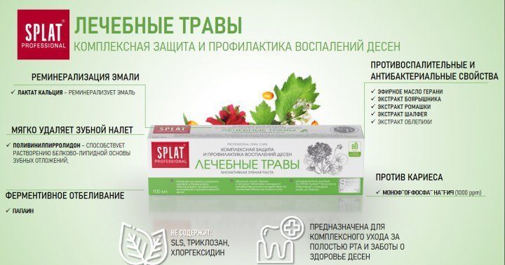 Зубна паста Splat Professional Medical Herbs захист від бактерій і карієсу 100 мл