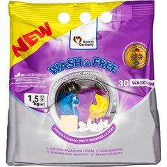 Стиральный порошок WASH&FREE 1.5кг универсальный Жасмин Лаванда с марсельським мылом