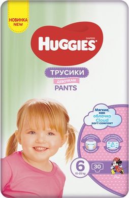 Трусики-Підгузки Huggies Pants 6 Jumbo (15-25 кг) для дівчаток 30 шт