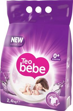 Стиральный порошок Тео Bebe Just Essentials Cotton Soft Purple 2.4 кг, 2400, 16, автомат, детская, порошок, Болгария